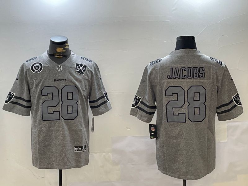 Men Oakland Raiders #28 Jacobs Grey Throwback 2024 Nike Limited NFL Jersey style 4->youth nba jersey->Youth Jersey